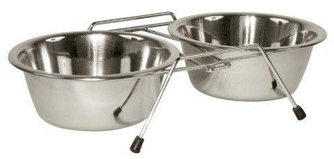 KERBL Support Double Avec Gamelles Pour Chiens 2 X 450 Ml 3 KERBL Support Double Avec Gamelles Pour Chiens 2 X 450 Ml