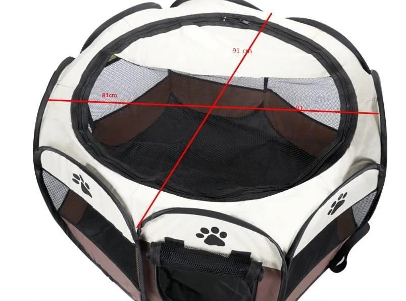 LODGE PLIANT POUR CHAT - MARRON 91x91x58cm 4 LODGE PLIANT POUR CHAT - MARRON 91x91x58cm – Image 2