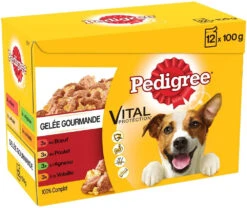 Pedigree Croquettes Humides En Gelée Pour Chiens Adultes Avec Boeuf, Poulet, Agneau, Volaille 12x100g