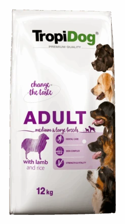 Tropidog Premium Adult Medium & Large Breed Agneau Avec Riz 12kg + Surprise Gratuite Pour Chien